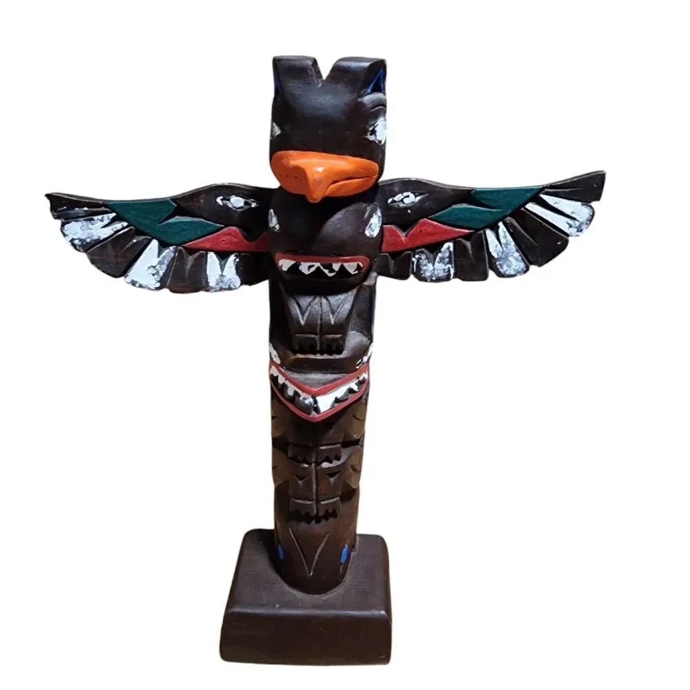 Authentic Alaska Craft Totem Pole Ketchikan Carved Wood Moveable Painted